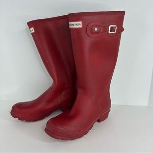Hunter Original Red Rubber Buckle Rain Boots Youth Size Girls 6 Boys 5